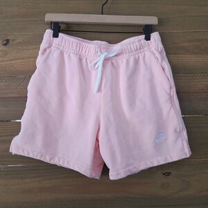 Nike Womens Pink Sweat Shorts Drawstring Logo Pocket Casual Athletic M